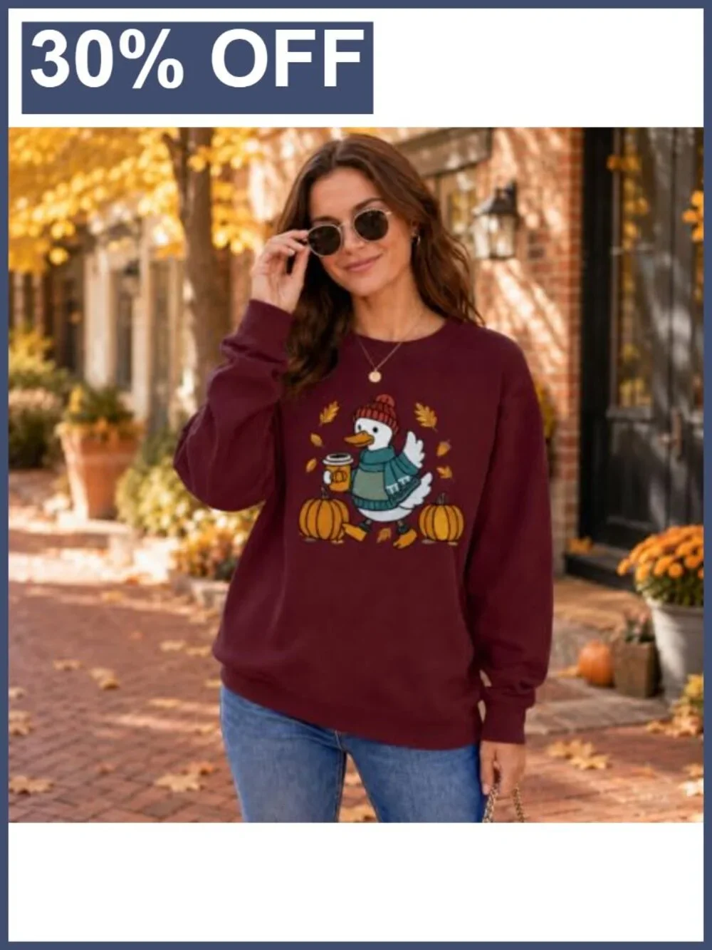 Embroidered Maple Leaf Crewneck Sweatshirt Women Long Sleeve Fall Pullover
